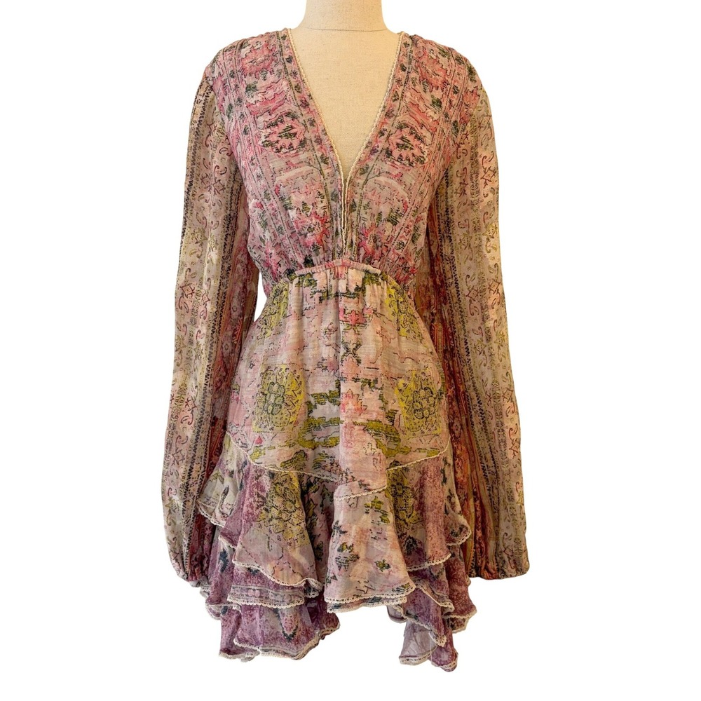 Hemant & Nandita Maya Mini Dress XL Open Back Tiered Ruffle Boho Party Resort - Picture 3 of 16